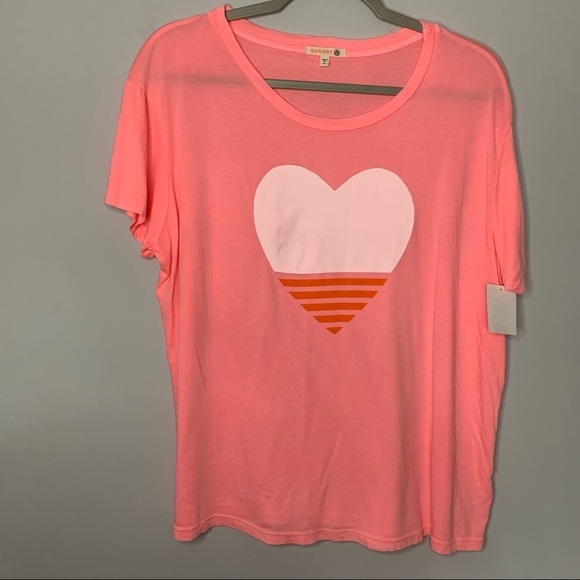 Women’s new Sundry heart printed short sleeve top size 2 medium M - Picture 1 of 6